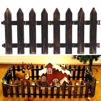 

DIY Christmas Hotel Mall Small Fence Barrier Craft Miniature Fairy Garden Terrarium Doll Branch Palings Showcase 30x11cm