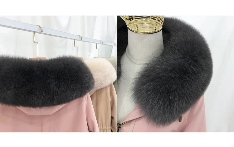 Женская одежда уличная зимняя новая куртка подкладка из кроличьего меха Рекс негабаритная длинная парка с воротником из лисьего меха теплое пальто из натурального меха