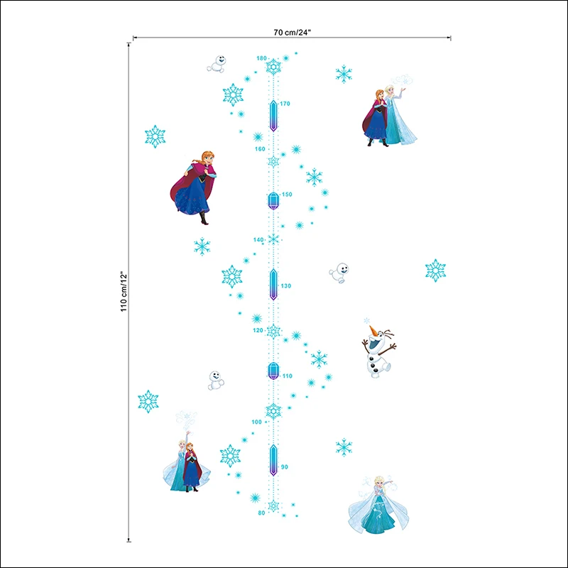 Cartoon Disney Frozen Anna Elsa Growth Chart PVC Wall Stickers For Kids Room Home Decor DIY Anime Wall Height Measure Art Decals Cartoon Disney Frozen Anna Elsa Growth Chart PVC Wall Stickers For Kids Room Home Decor DIY Anime Wall Height Measure Art Decals