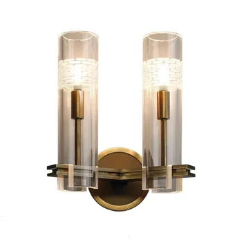 

Nordic postmodern design sconces light Simple strip glass modern wall lamp Ins wind blue white gray glass wall lights for home