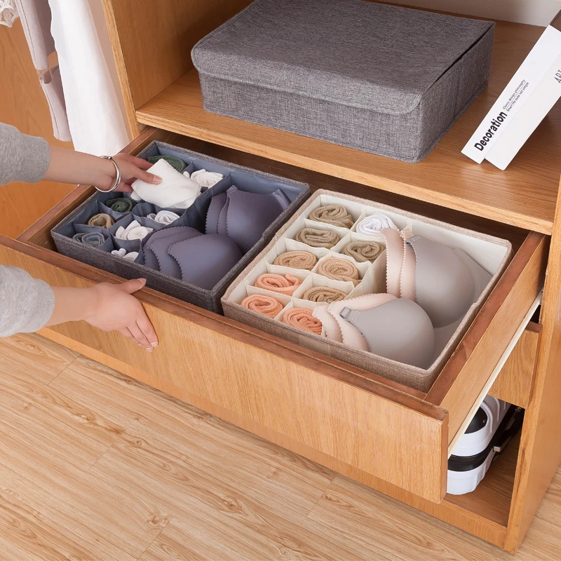 Creative Multi Grid Storage Boxes Practical Foldable Non-woven Box Multifunction Underwear Bra Scarfs Socks Separated Organizer
