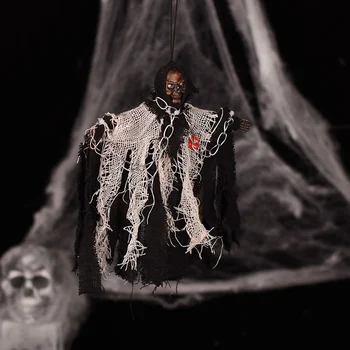 

Halloween Electric Voice Control Hanging Ghost Decoration Props Horror Home Bar Pendant Iron Chain Hanging Ghost Toy Ornaments