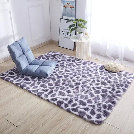 Tie-dye bedside mat thicken balcony coffee table blanket encryption plus soft color solid floor mat living room leopard carpet - Цвет: 1