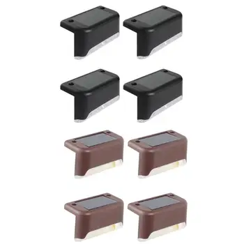 

4pcs/set LED Solar Deck Lights Outdoor Garden Pathway Patio Stairs Fence Lamps Good Transmittance and Uniform Lighting