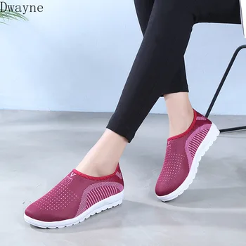 

Fashion Women's Sneakers Women's Mesh Flat With Cotton Casual Walking Stripe Sneakers Loafers Soft Casual Shoes