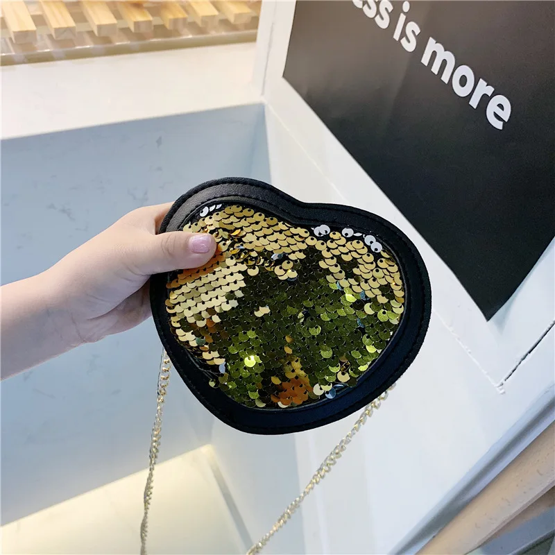

2019 Summer New Style Korean Style Color Changing Sequin Children Girls Circle Heart Shape Shoulder Oblique Bag Mini Bag