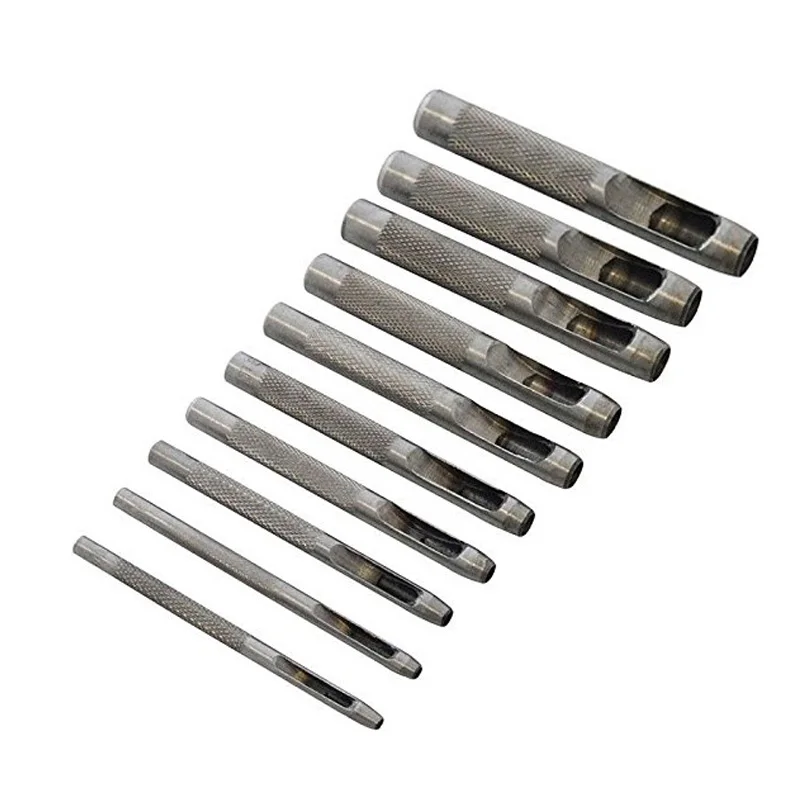 10 Pcs/Set 1-10mm Puncher Belt Watch Band Leather Craft Hole Punching Round Belt Punched Tools Puncher Hollow Drill Leathercraft