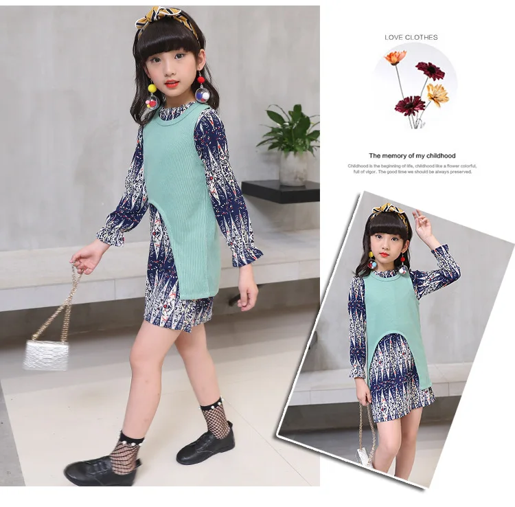 

Spring Autumn New Kids'Dresses Spring and Autumn Kids Skirt Suit Girl Baby Long Sleeve Dresses,Two Suits Girls Dresses