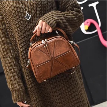 

2019 New Vintage Women Shoulder Crossbody Bag Small Shell High Quality PU Leather Patchwork Handbag Messenger Tote