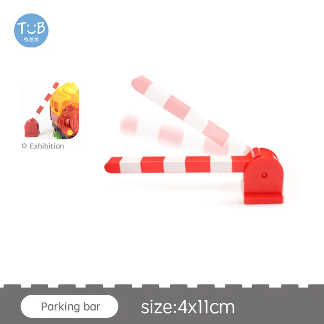 Big Size Block Bricks Train Tracks  Traffic Stop Lights Straight Track Black Accessories DIY Bricks Toys For Children Gift Parking rod