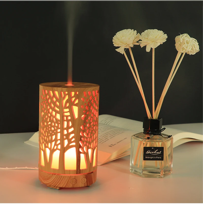 

100ML Aroma Air Humidifier Essential Oil Diffuser Aromatherapy Electric Ultrasonic Mist Maker Wood Grain