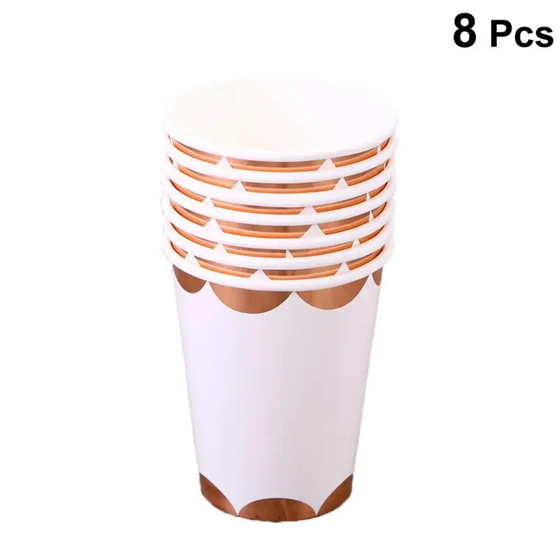 

8PCS Gilding Party Disposable Tableware Decorative Double Layers Paper Cups For Birthday Baby Showers Wedding