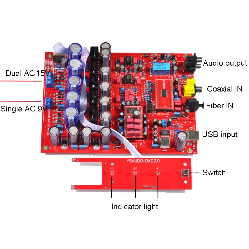  Lusya PCM1794/PCM1798 CS8416 DAC de Audio de fibra óptica coaxial usb decodificador de audio de 24b