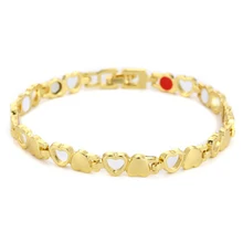 Здоровый энергетический Браслет, женские очаровательные ювелирные изделия, мужской браслет, сердечный дизайн, нержавеющая сталь, забота о здоровье, магнитный браслет, цепочка