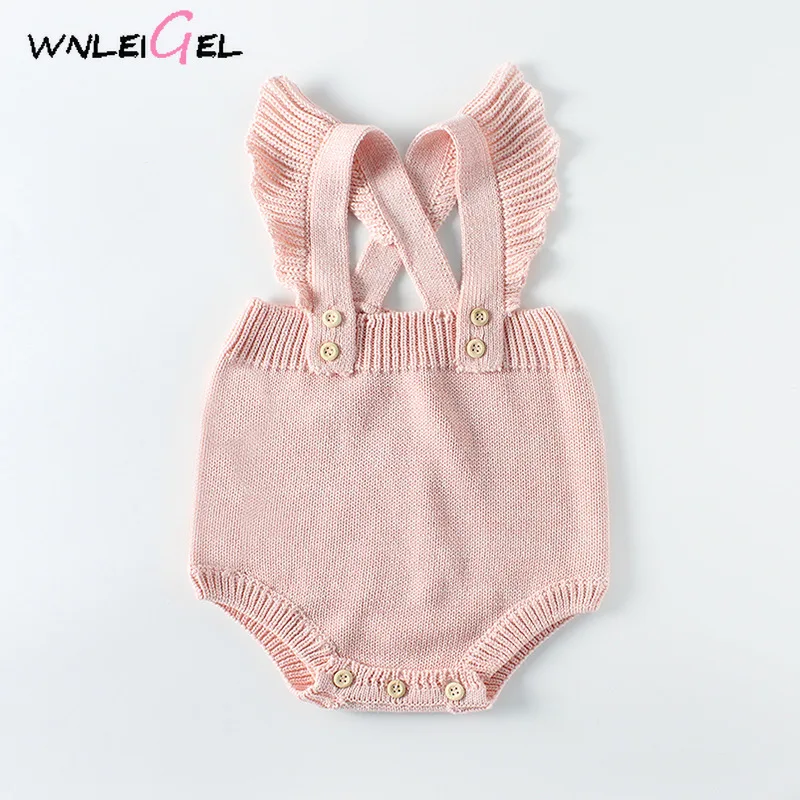 WLG baby/весенние осенние брюки-ромперы для малышей; вязаный розовый и синий комбинезон для новорожденных; Повседневная универсальная одежда для детей 6-18 месяцев