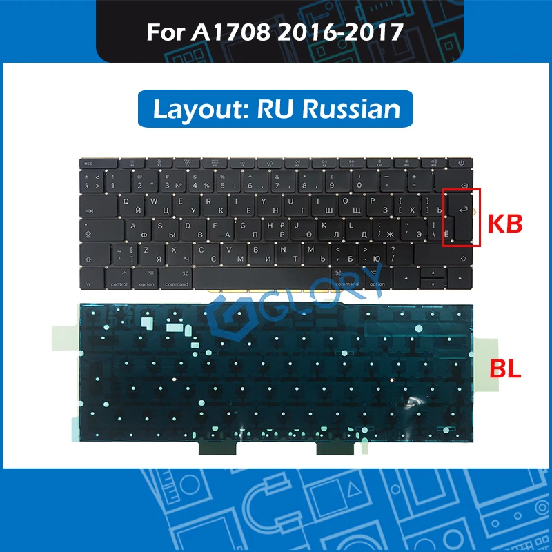 Новый RU Русский A1708 клавиатура большой ключ для Macbook Pro retina 13 &quotLate 2016 Mid 2017 Россия +