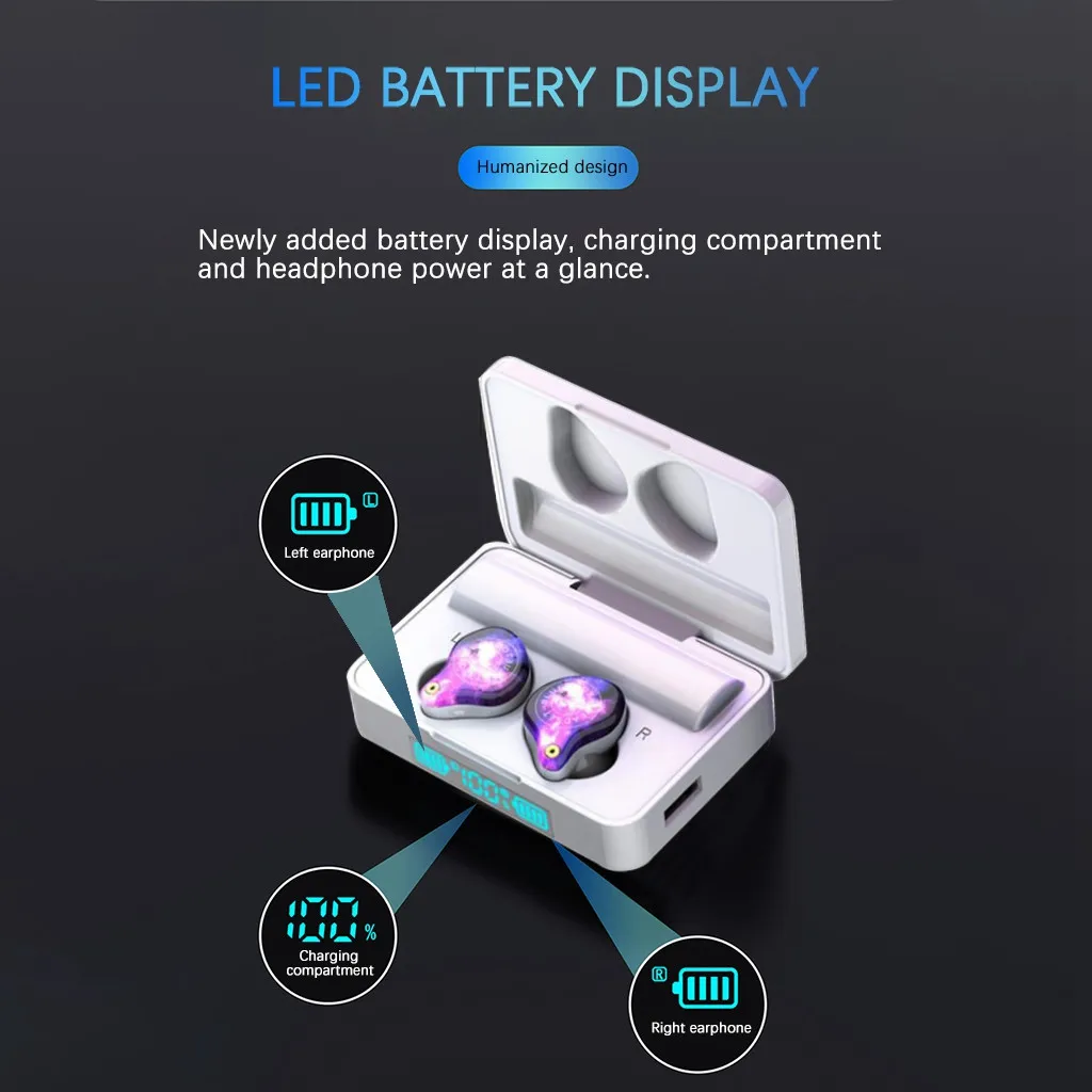 Ouhaobin bleutooth 5,0 Беспроводной наушники tws стерео IPX7 водонепроницаемая Спортивная гарнитура с светодиодный дисплей наушники 1212#2