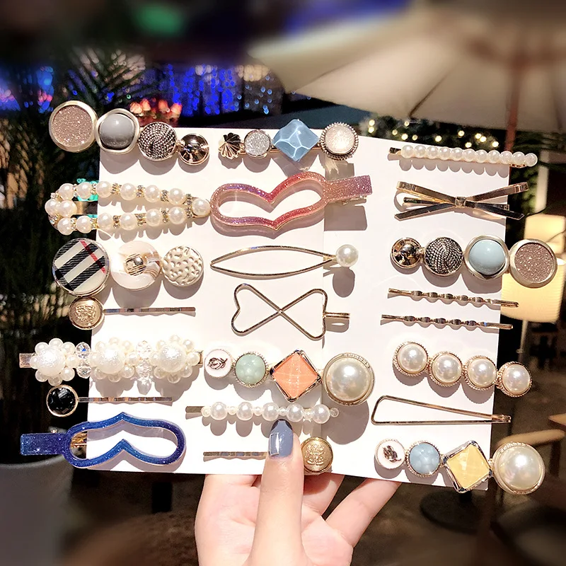 4 шт./компл. элегантный геометрический жемчуга Акриловые Сплав Заколки для волос