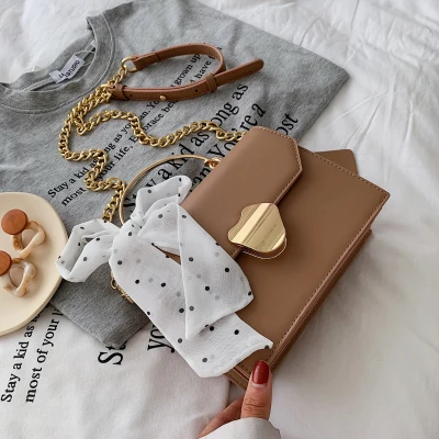 khaki Ins девушка шарф цепь сумка женская новая Корейская шикарная Harajuku Японская винтажная простая повседневная модная женская сумка - Цвет: khaki