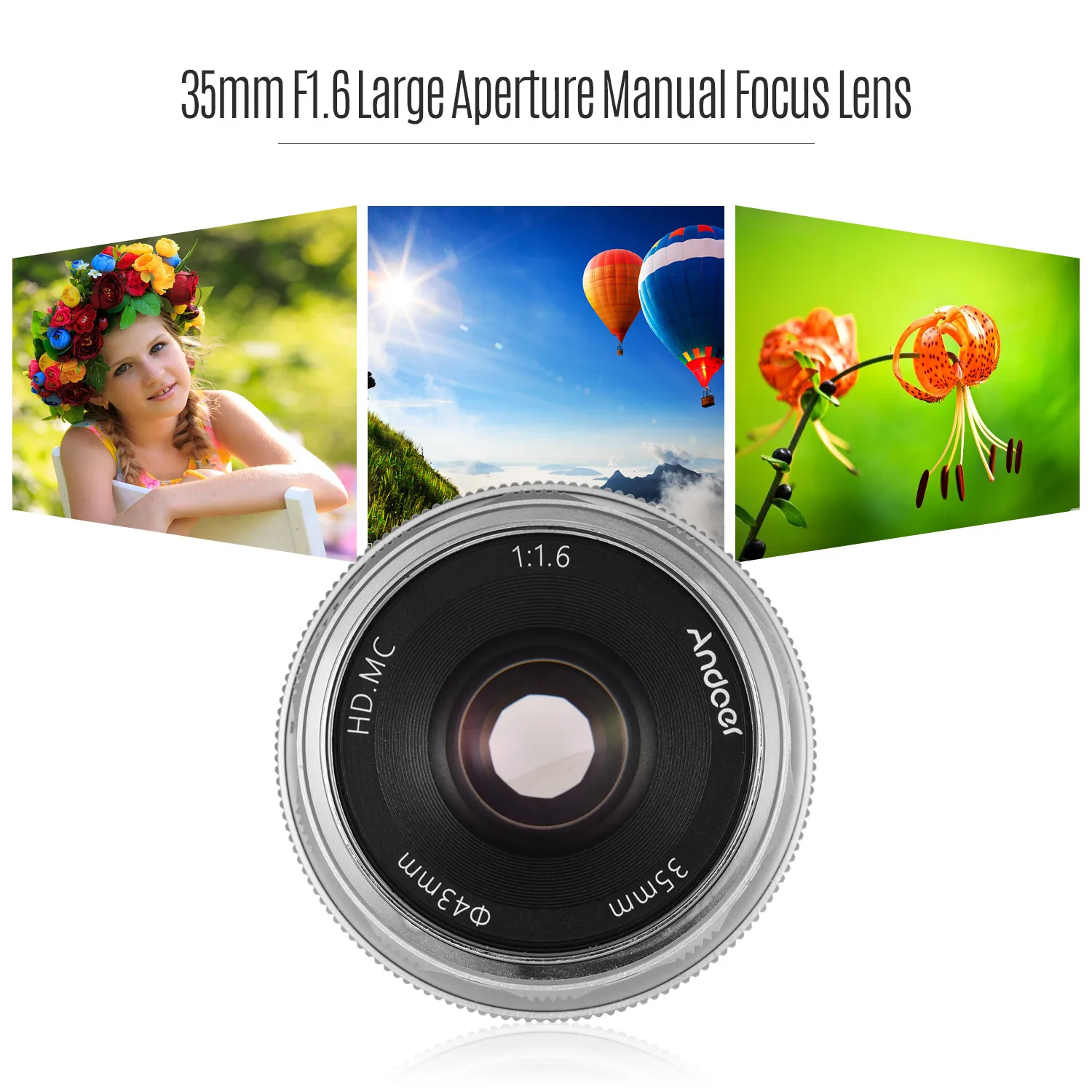 35mm F1.6 Manual Focus Lens Large Aperture Compatible with Fuji FX-Mount/for Canon EOS M-Mount/M43-Mount Mirrorless Cameras lens
