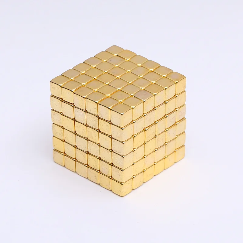 Новинка, 3 мм, 216 шт, магнитный магический куб, Bucky Puzzle Magcube, блоки, сферические бусины, нео куб, шары, сделай сам, игрушки, рождественский подарок - Цвет: square gold