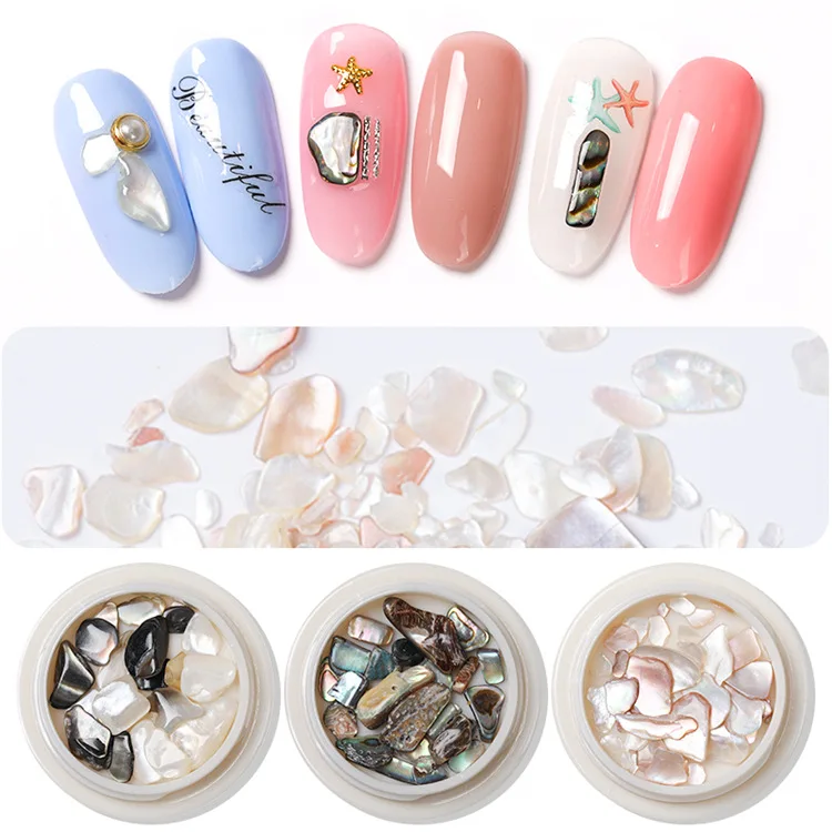 

1 Box Shell Stone Nails Art Paillettes For Nail Uv Gel Polish Nail Flakies Decoration of Nail Accessories Nail Art Shell Pieces