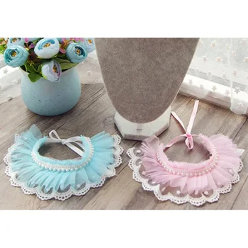 

Dog Cat Collar Necklace Jewelry Kitten Puppy Girl Costume Decor Lace Bandanas With White Beads Is Suitable For Dogs And Cats-
