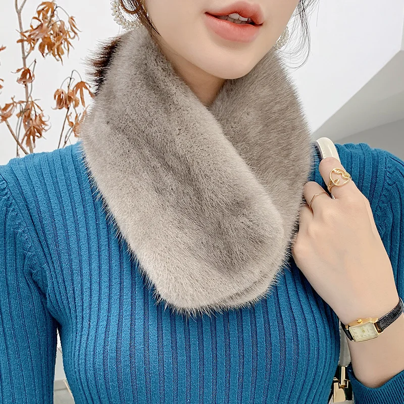 

ZDFURS* 2021 new high quality lady's winter mink scarf whole skin double mink fur scarf real warm mink fur collar