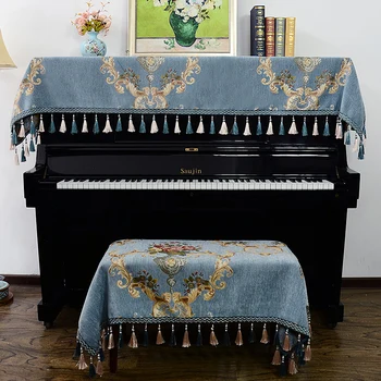 

American-Style Half Fabric Piano Cover Towel Single Double Piano Chair Dust Cover Electric Piano Cloth Cover piano decoration