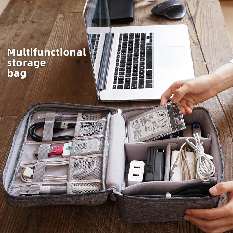 Portable Data Cable Storage Bag USB Waterproof Organizer Bag Multi