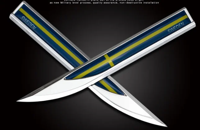 

Pair Metal Sweden Flag Car Fender Auto Emblems Badge Decals Sticker Gift Saab