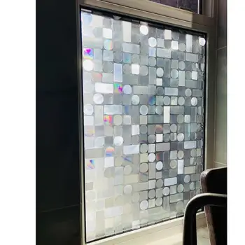 

3D Static Privacy Film Window Foil Film Glass Sticker Crystal Frosted Opaque glue-free Sliding door Home Decorative Width 90cm