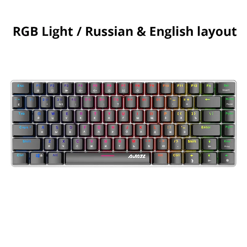Ajazz AK33 gaming keyboard 82 ключи Русский/Английский RGB подсветкой эргономичный проводной/беспроводной механическая клавиатура бесконфликтного