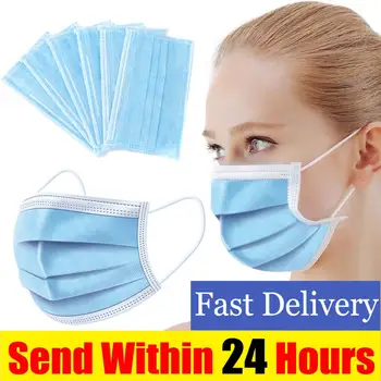 

70pcs Adult Protective Mask Nonwoven Facial Cover Dust Mask Disposable Anti Bacterial Safety Masks In Stock Fast Shipping