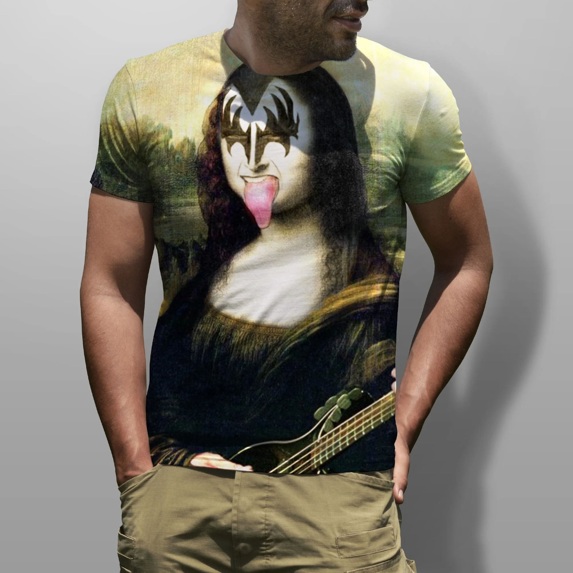 

New Hot Kiss Rock Band 3D T Shirt Men Women Comfortable T-shirt Printed Monalisa funny T-Shirt