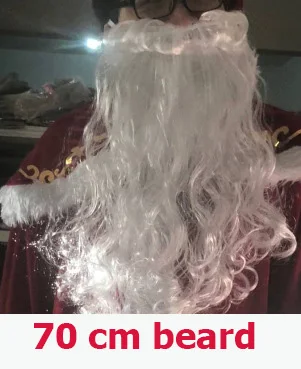 Красный Рождественский костюм Санта Клауса для взрослых, костюм Санта Клауса, роскошный костюм с белой бородой, плюшевый костюм Санта Клауса