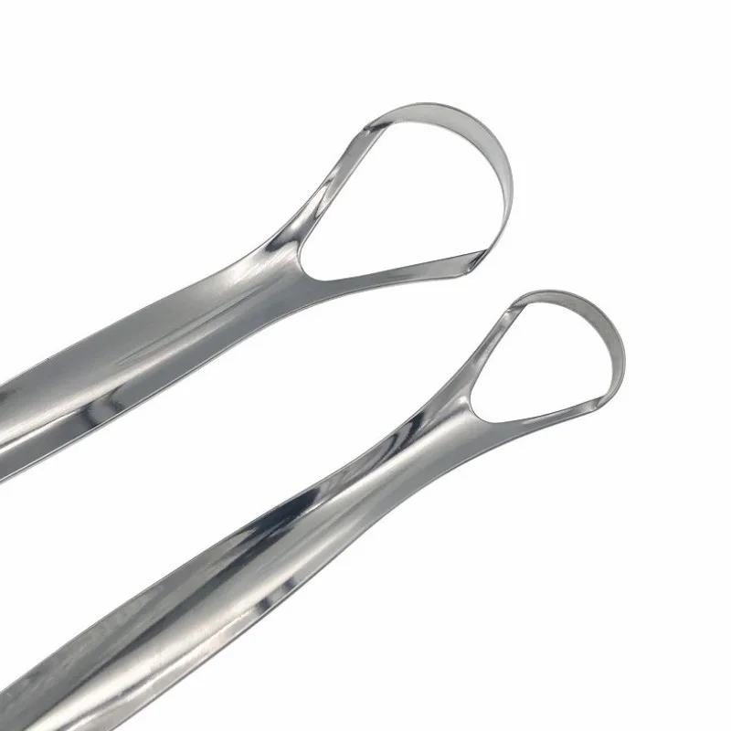 Raspador de lengua de acero inoxidable para adultos, limpiador de grado quirúrgico, elimina el mal aliento, cepillo de Metal, herramienta de raspador Dental