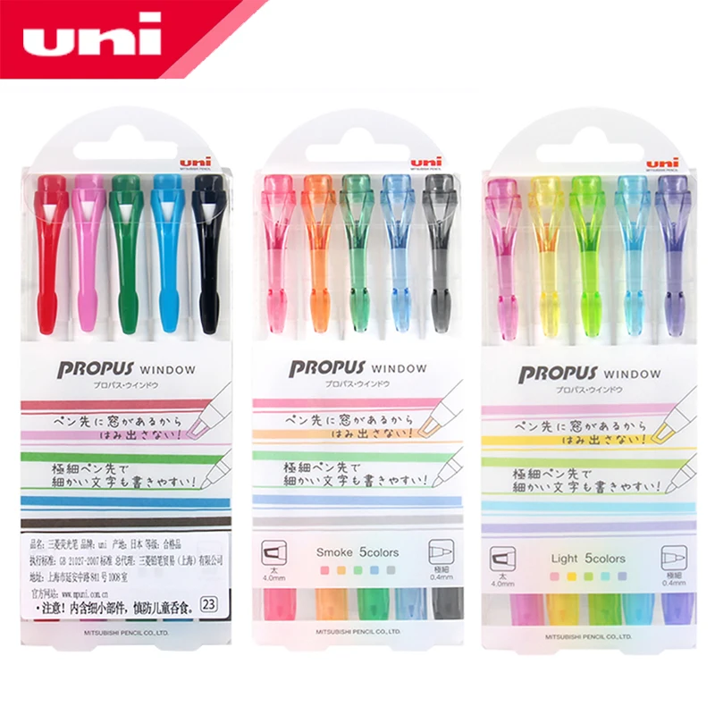 

UNI PROPUS double-headed highlighter 5colors set PUS-103T student hand account graffiti color marker soft and not hurt the eyes