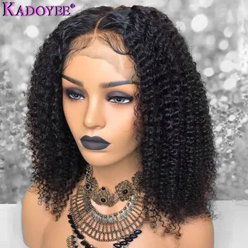 

Kinky Curly Human Hair Wigs Brazilian Remy Hair 13x4 Lace Front Curly Wig Pre Plucked 150 Density Middle Ratio 8-16" For Women