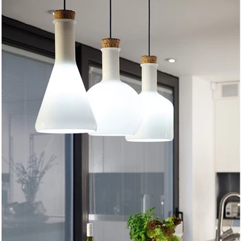 

Modern White Magic Milk Bottle Pendant Light Glass Dining Room Living Room Suspended Luminaire E27 110-240v luminaire suspendu