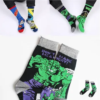 

Marvel Comics Superman Hulk Spiderman Batman Long Socks 3D Print Pattern Unisex Socks Funny Avengers Super Hero Socks