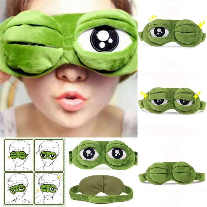 Newest Travel Sleeping Eye Mask 3D Frog Padded Shade Cover Sleeping Blindfold