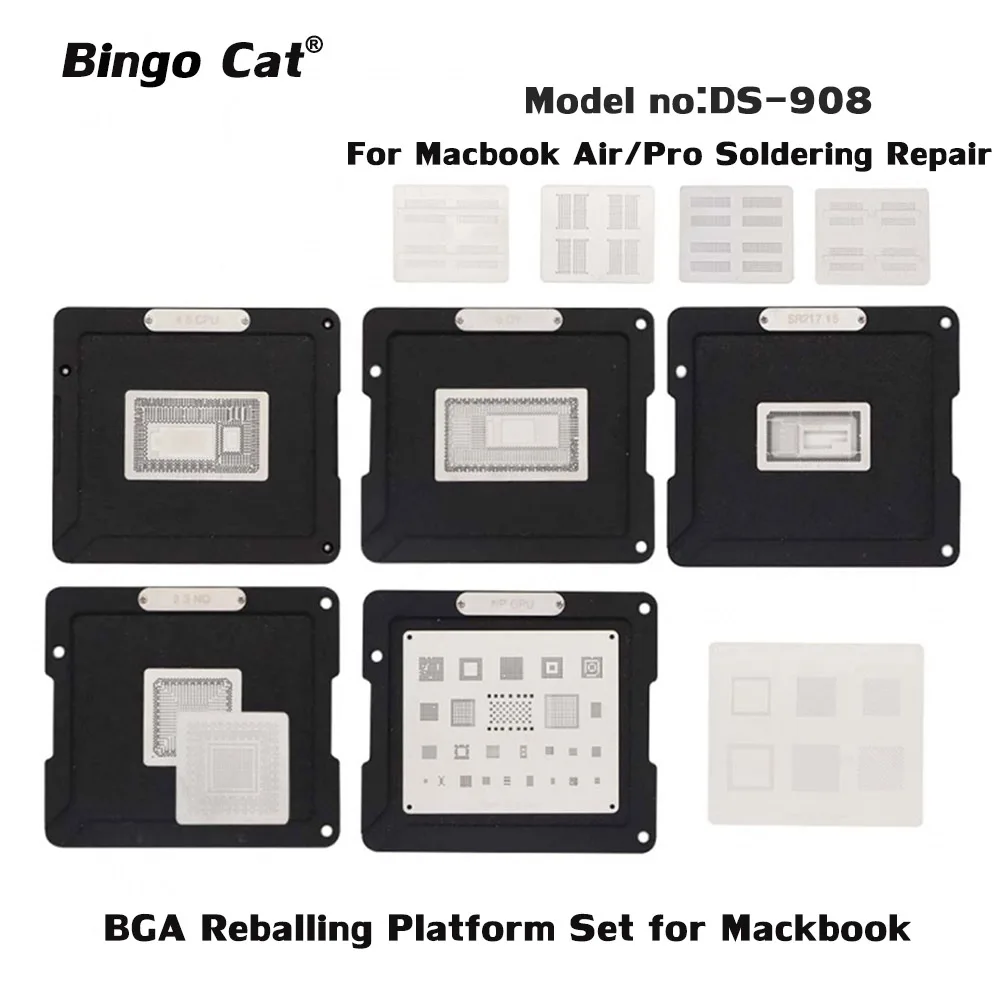 

DS-908 BGA Reballing Platform Set for Macbook Air/ Pro BGA Chips Soldering Tool Kit for Macbook 2010-2018 BGA Reballing Stencil