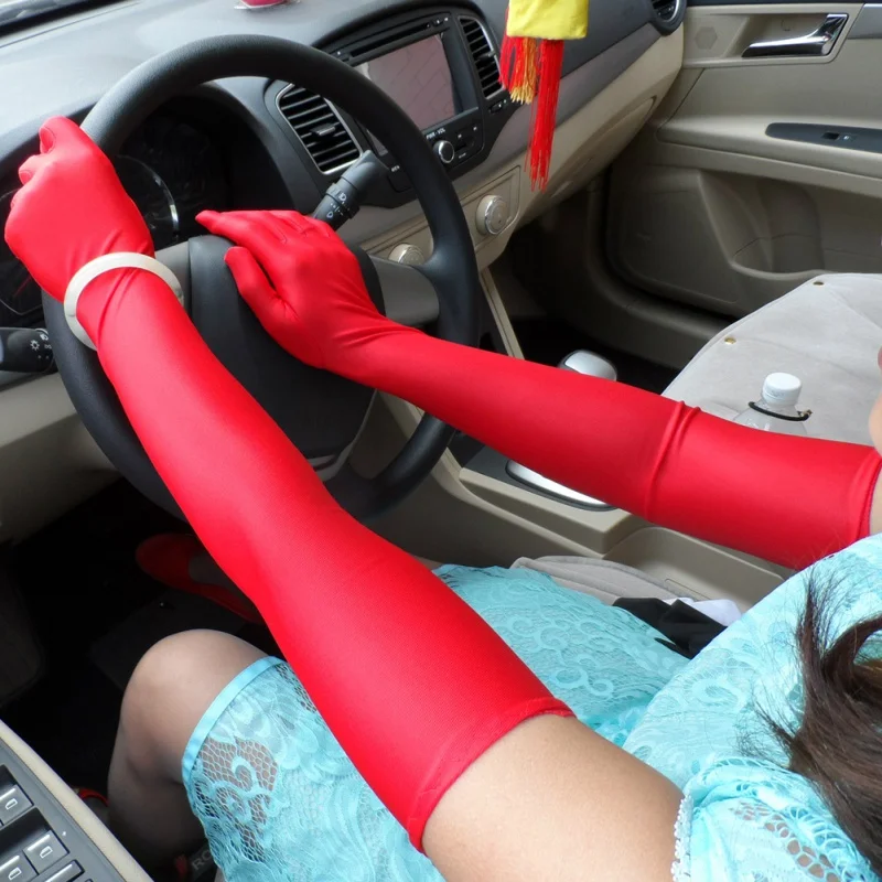 Классические взрослые черные белые красные серые кожаные перчатки для оперы/локоть/пульса, тянущиеся атласные длинные перчатки для пальцев, перчатки-Хлопушки, подходящие к костюму