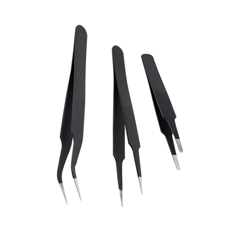 Anti-static ESD Stainless Steel Tweezers Electronics Industrial Precision Curved Straight Tip Phone Maintenance Repair Hand Tool