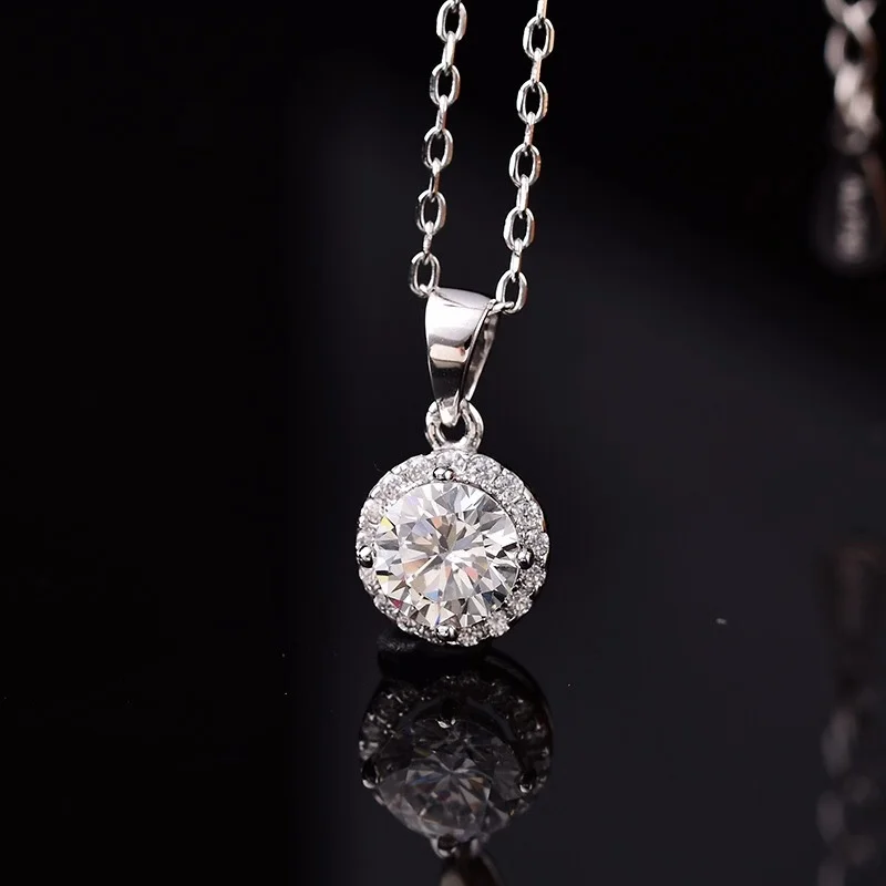 Kkmall круглые серебряные подвески 1 00ct D VVS Роскошные ювелирные изделия подарок для