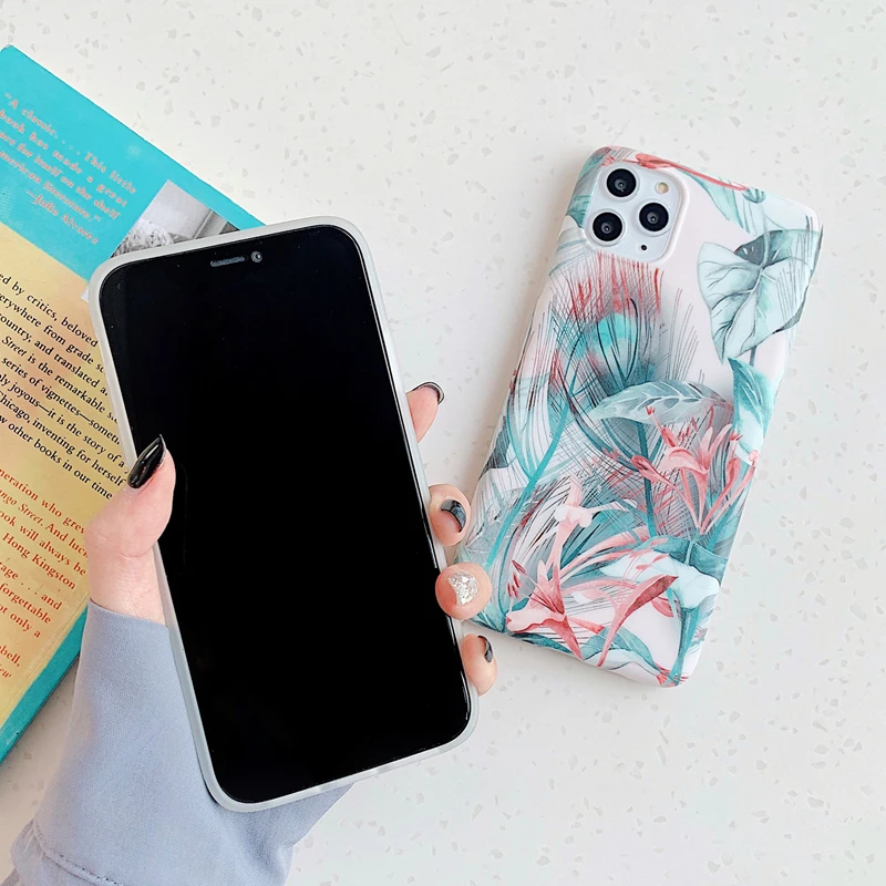 Модный Ретро Чехол для iPhone 11pro xs max xr i8 i7 i6 plus с листьями розы, силиконовый мягкий чехол для телефона, задняя крышка с цветами