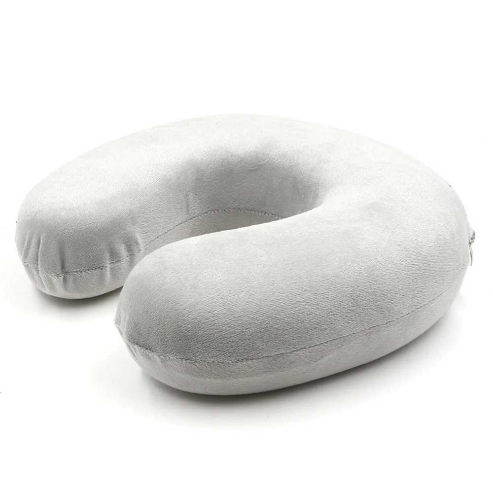DIDIHOU Ортопедическая подушка латексная подушка для шеи Подушка с эффектом памяти u-образная волоконная мягкая подушка Массажер для здоровья шейки матки - Цвет: light grey
