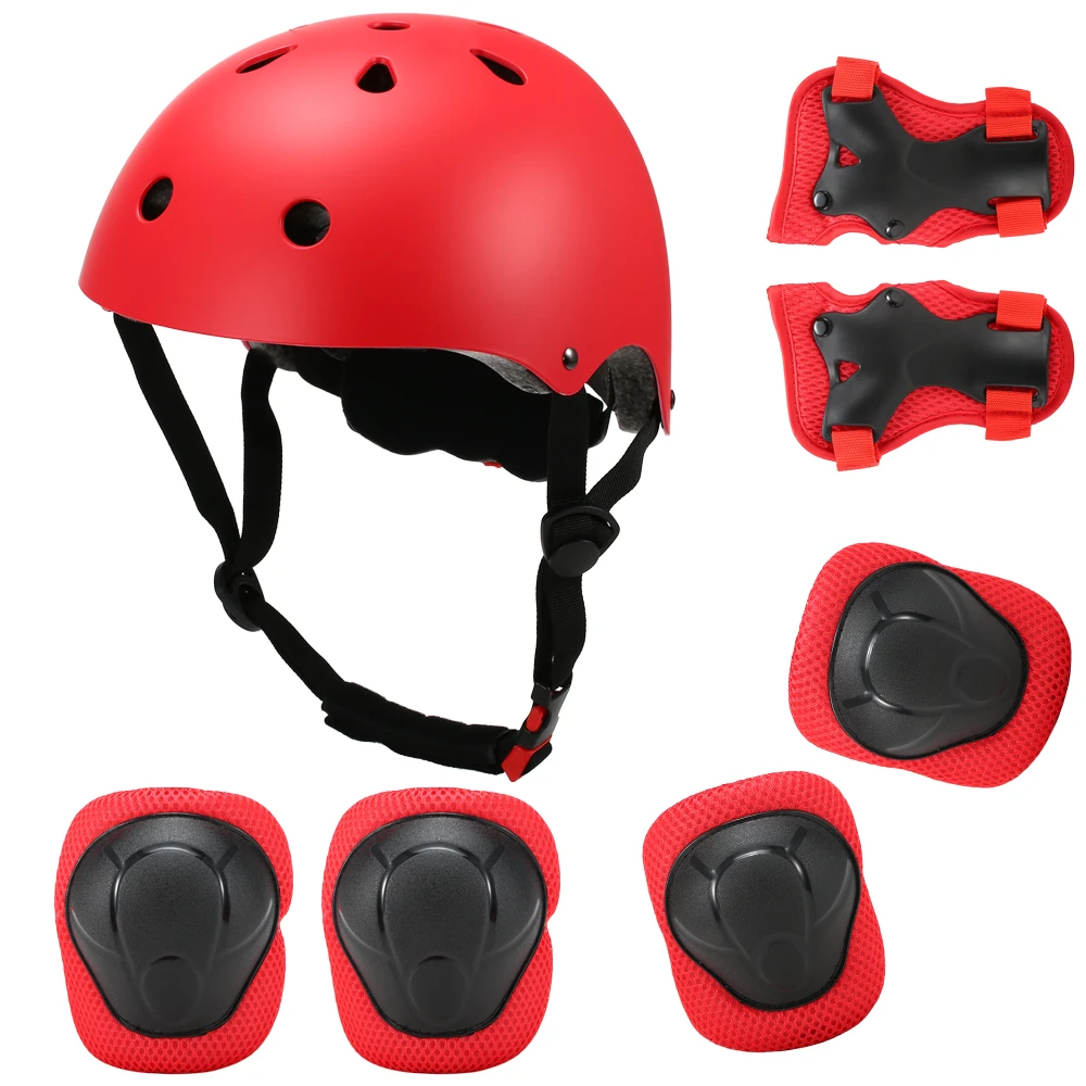 USA Protect Gear Outfit Kids Adjustable Helmet Knee Wrist Guard Elbow Pad Sets 