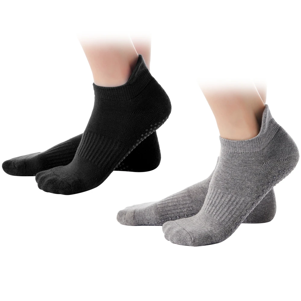 2 Pack Yoga Socks Women Ballet Socks Grips Low-cut Sock for Pilates Barre Ballet Gym Dance Sportswear Combed Cotton Breathable